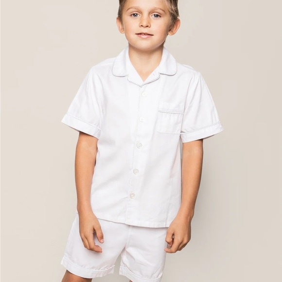PETITE PLUME Boys Classic White Short Set Chemical Free Flame Resistant 10 - Picture 2 of 9